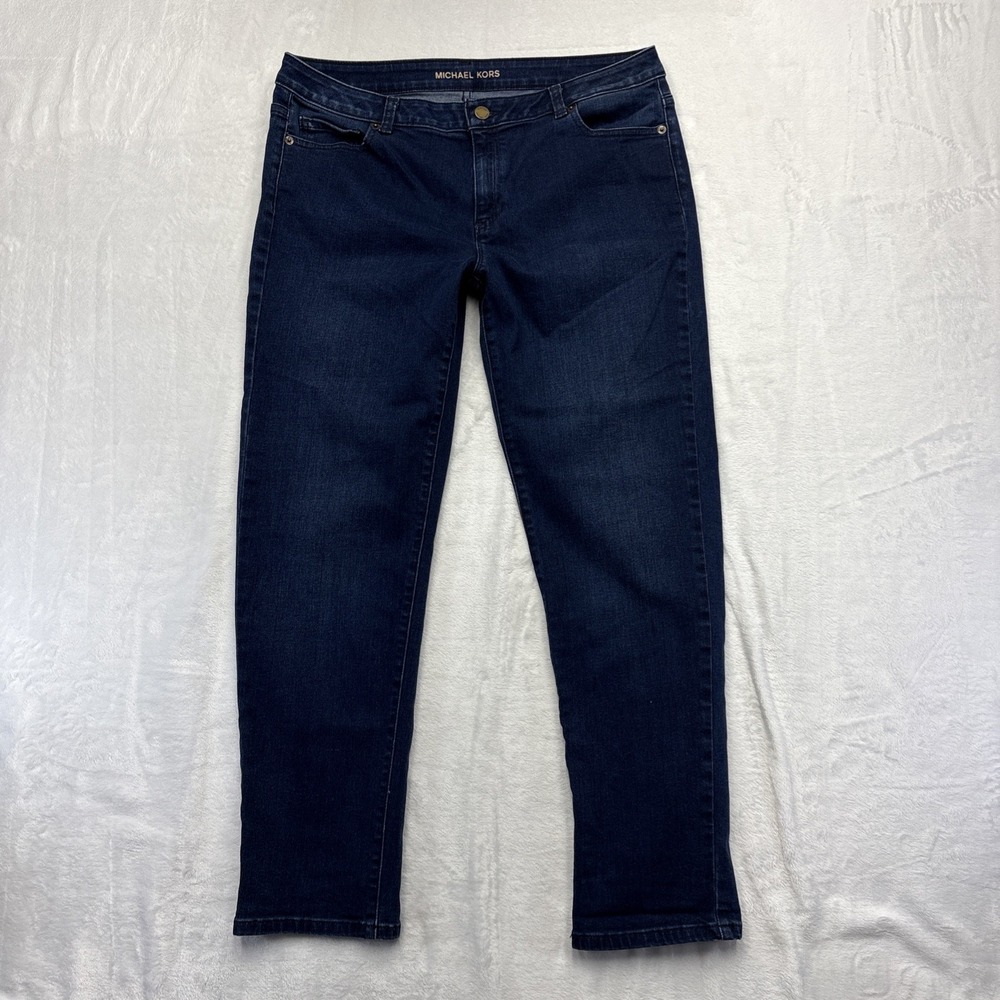 Michael Kors Boyfriend Jeans Women 10 Dark Wash Stretch Straight Leg
